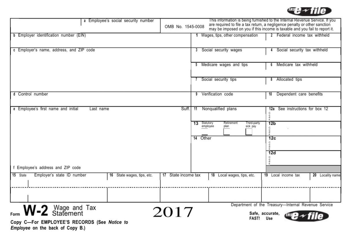 Sample W-2 Wage and Tax Statement