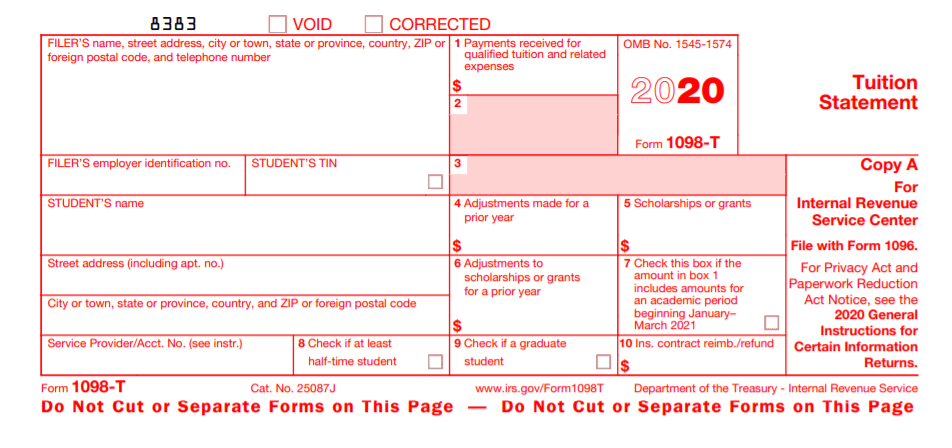 1098 T Tuition Statement Image for 2020