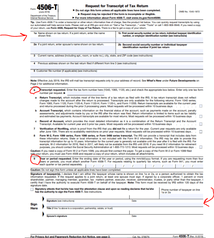 IRS Form 4506-T PDF