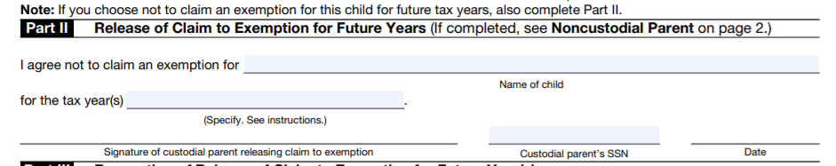 IRS Form 8332 Part 2