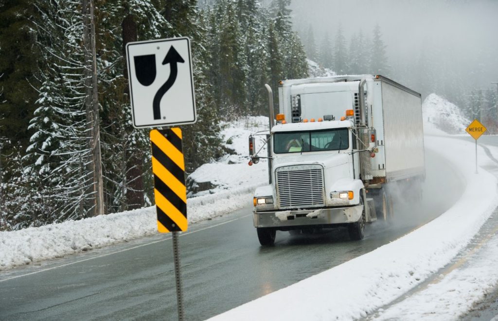 Trucker on the icy road