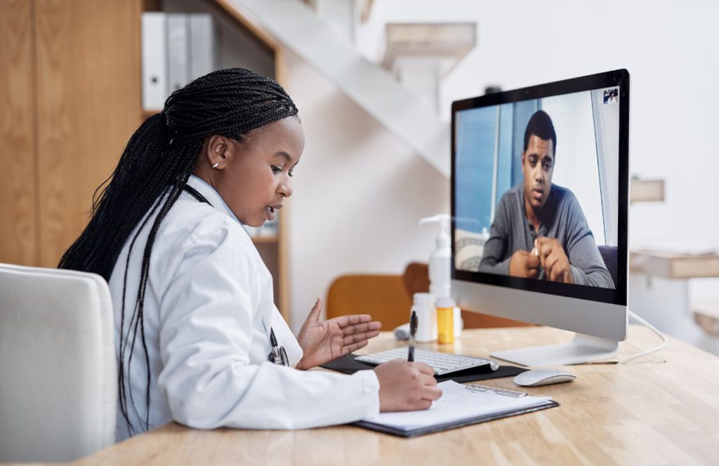 woman on a video call as a virtual assisting